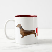 Ich Liebe meine Dackel Rotes Herz Zweifarbige Tasse (Links)