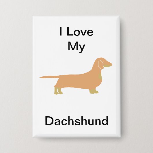Ich Liebe meine Dackel und tan Silhouette Button (Vorderseite)