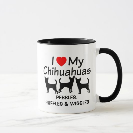 Ich Liebe meine Drei-Chihuahua-Hunde-Tasse Tasse (Rechts)
