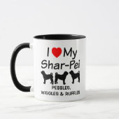 Ich Liebe meine drei chinesischen Shar Pei Hunde T Tasse (Links)