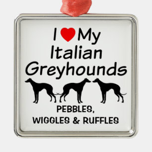 Ich Liebe meine drei italienischen Windhunde Hunde Ornament Aus Metall
