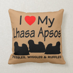 Ich Liebe meine drei Lhasa Apso Hunde Kissen