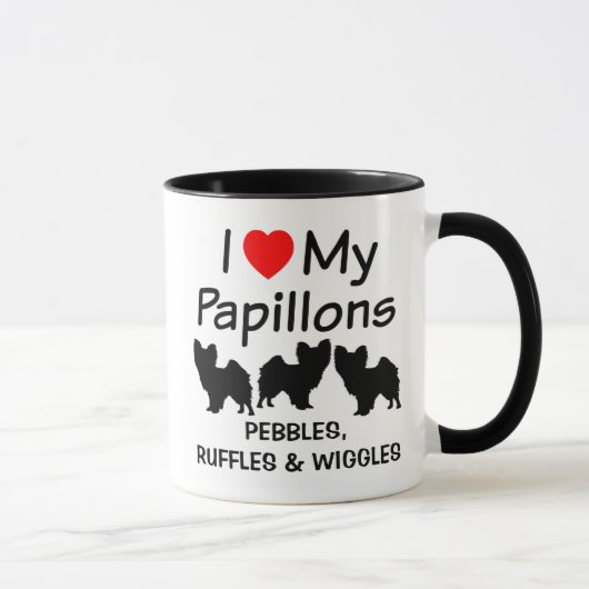 Ich Liebe meine Drei Papillon Hunde Tasse (Rechts)