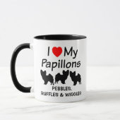 Ich Liebe meine Drei Papillon Hunde Tasse (Links)