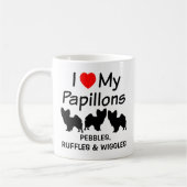 Ich Liebe meine Drei Papillon Hunde Tasse (Links)
