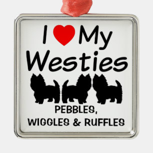 Ich Liebe meine Drei-Westie-Hunde Silbernes Ornament