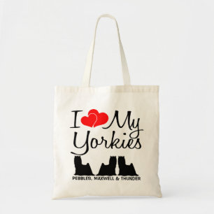 Ich Liebe meine drei Yorkies Tragetasche