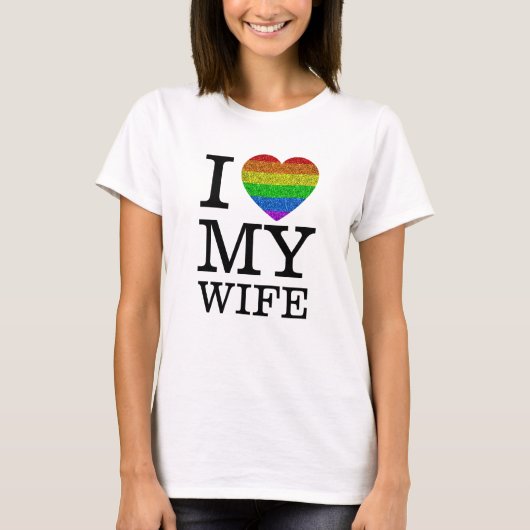 Ich Liebe meine Ehefrau LGBT Herzfunkel Valentinst T-Shirt (Vorderseite)