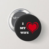 Ich Liebe Meine Ehefrau Niedlich Herzfrequenz Button (Vorne & Hinten)