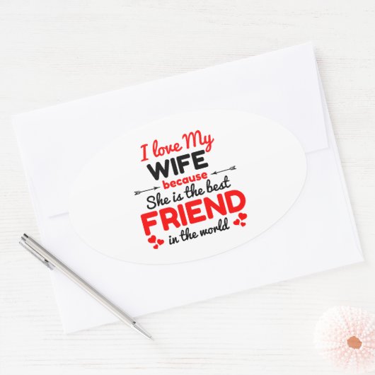 Ich Liebe meine Ehefrau Ovaler Aufkleber (Umschlag)