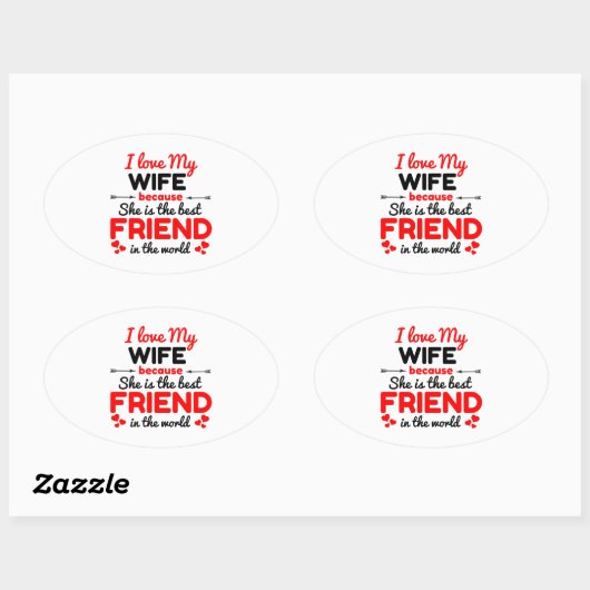 Ich Liebe meine Ehefrau Ovaler Aufkleber (Blatt)