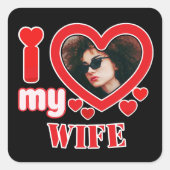 Ich Liebe meine Ehefrau Personalisiert Quadratischer Aufkleber (Vorderseite)