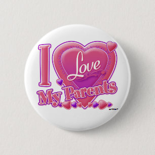 Ich Liebe meine Eltern rosa/lila - Herz Button