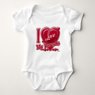 Ich Liebe meine Eltern rot - Herz Baby Strampler