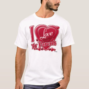 Ich Liebe meine Eltern rot - Herz T-Shirt
