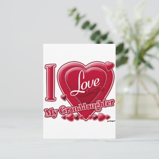 Ich Liebe meine Enkelin rot - Herz Postkarte (Stehend Vorderseite)