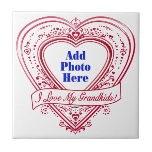 Ich Liebe meine Enkelkinder! Foto Red Hearts Fliese