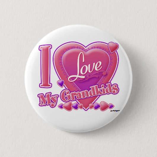 Ich Liebe meine Enkelkinder rosa/lila - Herz Button (Vorderseite)