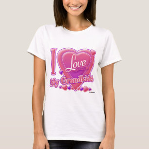 Ich Liebe meine Enkelkinder rosa/lila - Herz T-Shirt