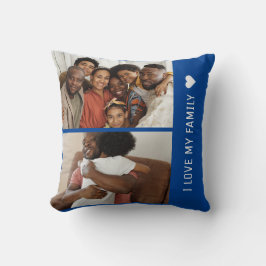 Ich Liebe meine Familie Custom 4 Foto Collage Blue Kissen