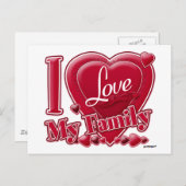 Ich Liebe meine Familie rot - Herz Postkarte (Vorne/Hinten)