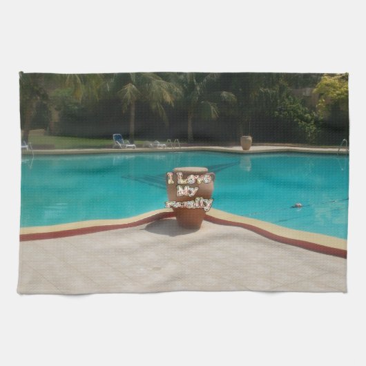 Ich Liebe meine Familienpoolkunst Handtuch (Horizontal)
