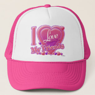 Ich liebe meine Freunde pink/lila - Herz Truckerkappe