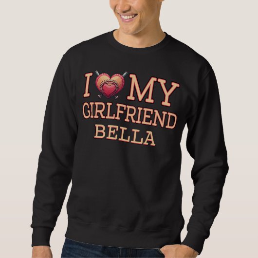 Ich Liebe meine Freundin Baseball Herz Sweatshirt (Vorderseite)