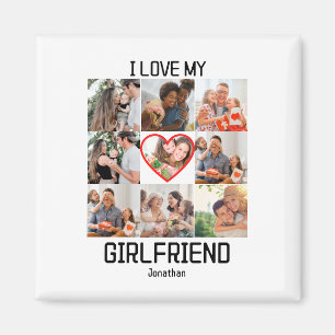 Ich liebe meine Freundin Benutzerdefinierte 9-Foto Magnet