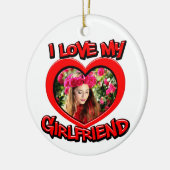 Ich Liebe meine Freundin Bubble Red Heart Foto Keramik Ornament (Links)