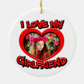 Ich Liebe meine Freundin Bubble Red Heart Foto Keramik Ornament (Hinten)
