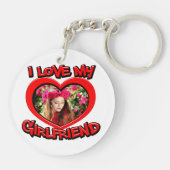 Ich Liebe meine Freundin Bubble Red Heart Foto Key Schlüsselanhänger (Rückseite)