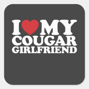 Ich Liebe meine Freundin Cougar Quadratischer Aufkleber