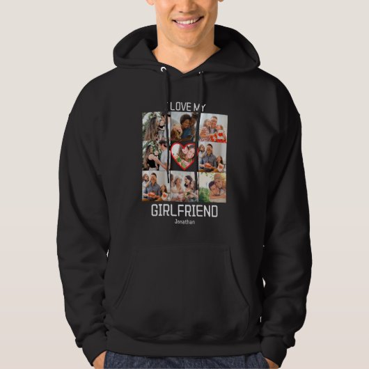 Ich Liebe meine Freundin Custom 9 Foto Collage Hoodie (Vorderseite)