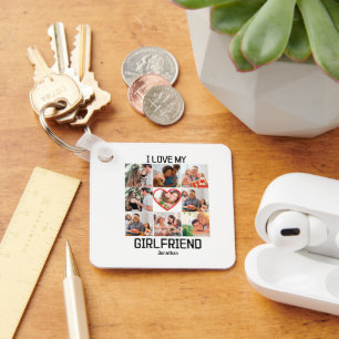 Ich Liebe meine Freundin Custom 9 Foto Collage Schlüsselanhänger