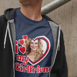 Ich Liebe meine Freundin Custom Blue T-Shirt<br><div class="desc">I Liebe My Girlfriend Shirt - Hochladen eines Fotos für das Innere</div>