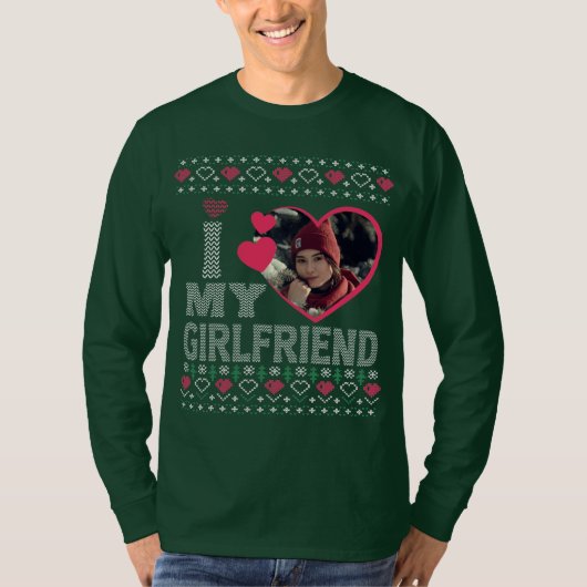 Ich Liebe meine Freundin Custom Foto Ugly Sweater T-Shirt (Vorderseite)