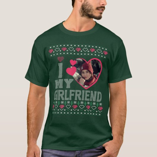 Ich Liebe meine Freundin Custom Foto Ugly Sweater T-Shirt (Vorderseite)