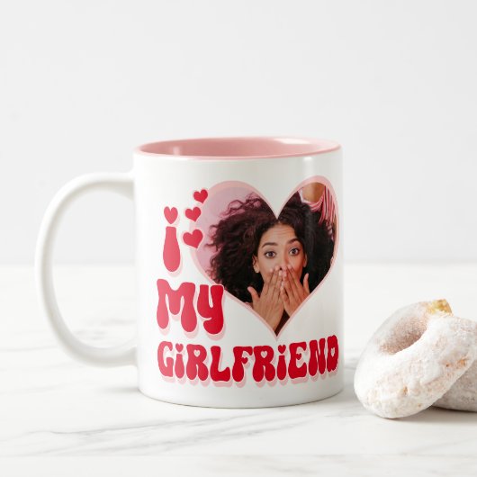 Ich Liebe meine Freundin Custom Funny Zweifarbige Tasse (Mit Donut)