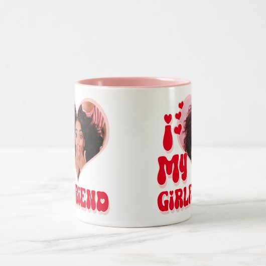 Ich Liebe meine Freundin Custom Funny Zweifarbige Tasse (Mittel)