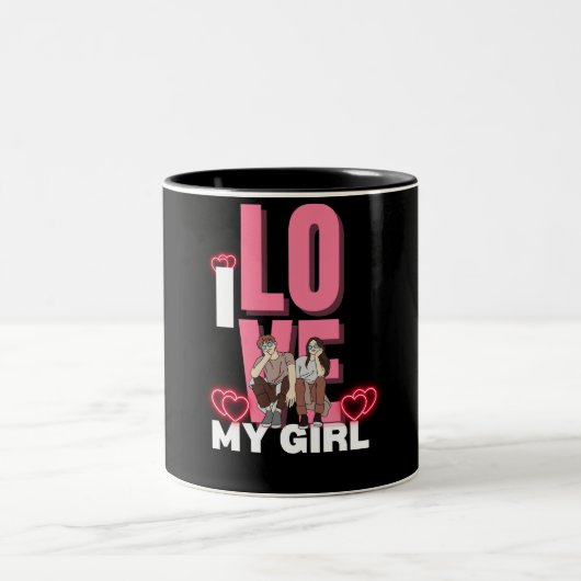 Ich Liebe meine Freundin Custom Zweifarbige Tasse (Mittel)