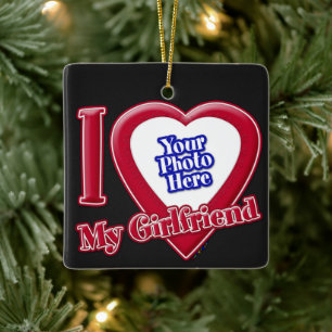 Ich Liebe meine Freundin Foto Red Heart Black Keramikornament