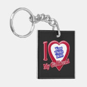 Ich Liebe meine Freundin Foto Red Heart Black Schlüsselanhänger (Vorderseite links)
