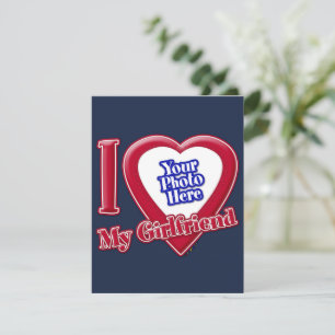 Ich Liebe meine Freundin Foto Red Heart Navy Blue Feiertagskarte