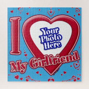 Ich Liebe Meine Freundin Foto Red Hearts Aquamarin Puzzle