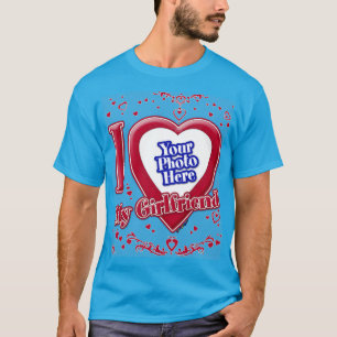 Ich Liebe Meine Freundin Foto Red Hearts Aquamarin T-Shirt