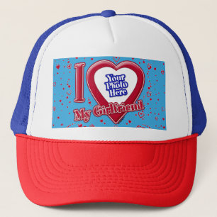 Ich Liebe Meine Freundin Foto Red Hearts Aquamarin Truckerkappe