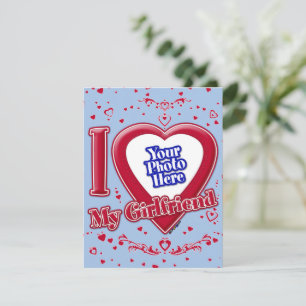 Ich Liebe meine Freundin Foto Red Hearts Baby Blue Feiertagskarte