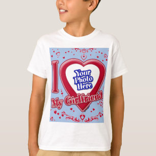 Ich Liebe meine Freundin Foto Red Hearts Baby Blue T-Shirt