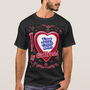 Ich Liebe meine Freundin Foto Red Hearts Black T-Shirt